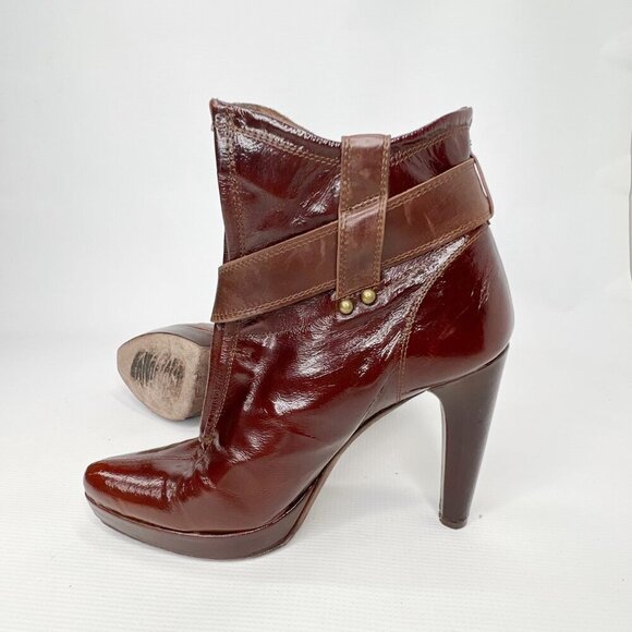 ANTIK DENIM Burgundy Brown Ankle Slip On Ankle Boots 7 - Picture 4 of 13